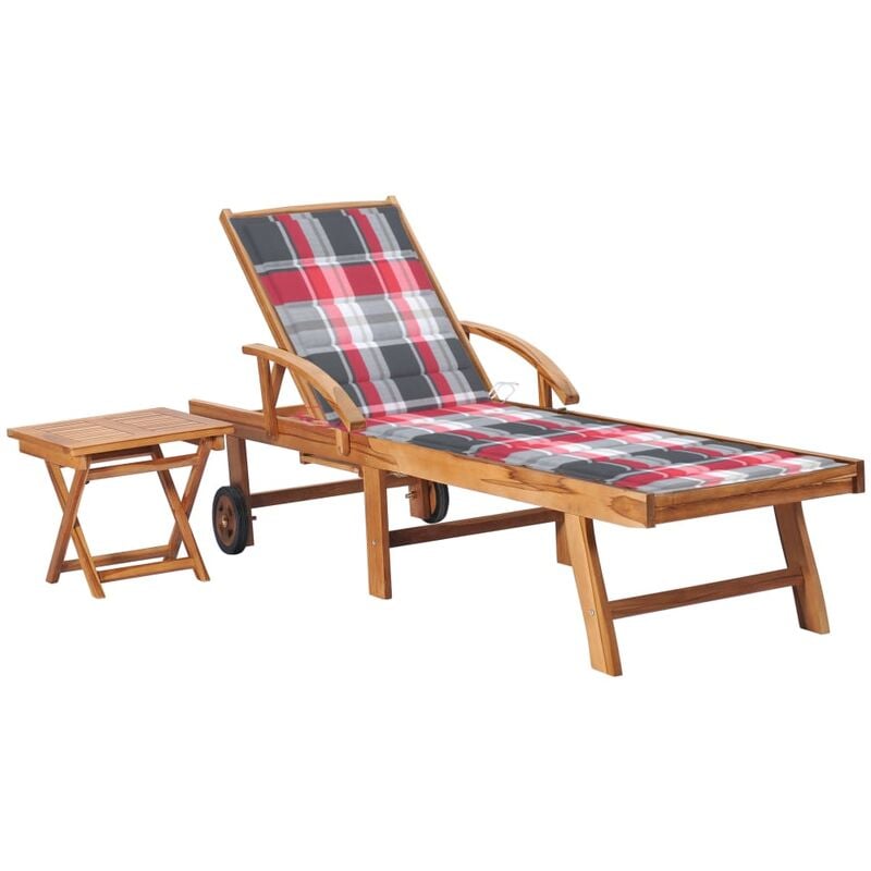 

Tumbona con mesa y cojín madera maciza de teca