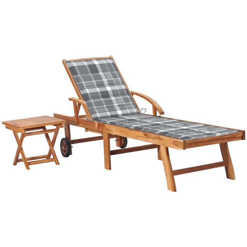 

Tumbona con mesa y cojín madera maciza de teca