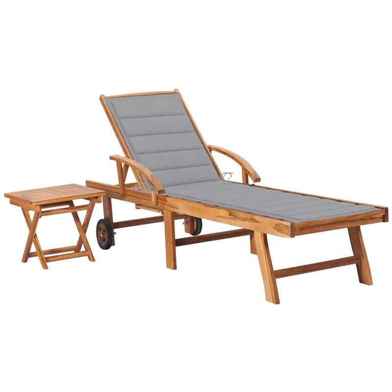 

Tumbona con mesa y cojin madera maciza de teca