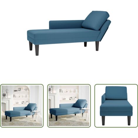 Tumbona con reposabrazo -  Tumbona con almohada y reposabrazo derecho terciopelo azul