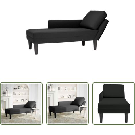 Tumbona con reposabrazo -  Tumbona con almohada y reposabrazo derecho terciopelo negro