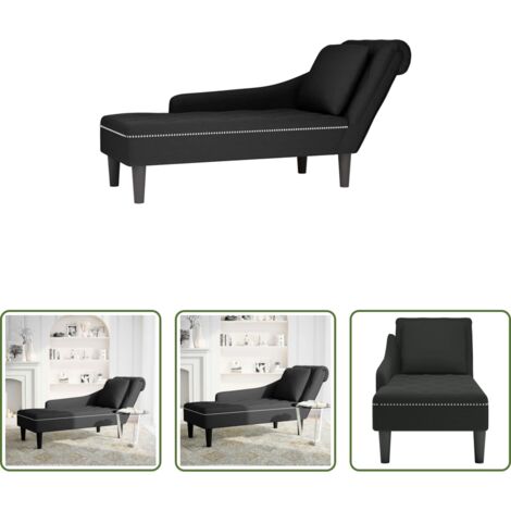 Tumbona con reposabrazo -  Tumbona con almohada y reposabrazo derecho terciopelo negro
