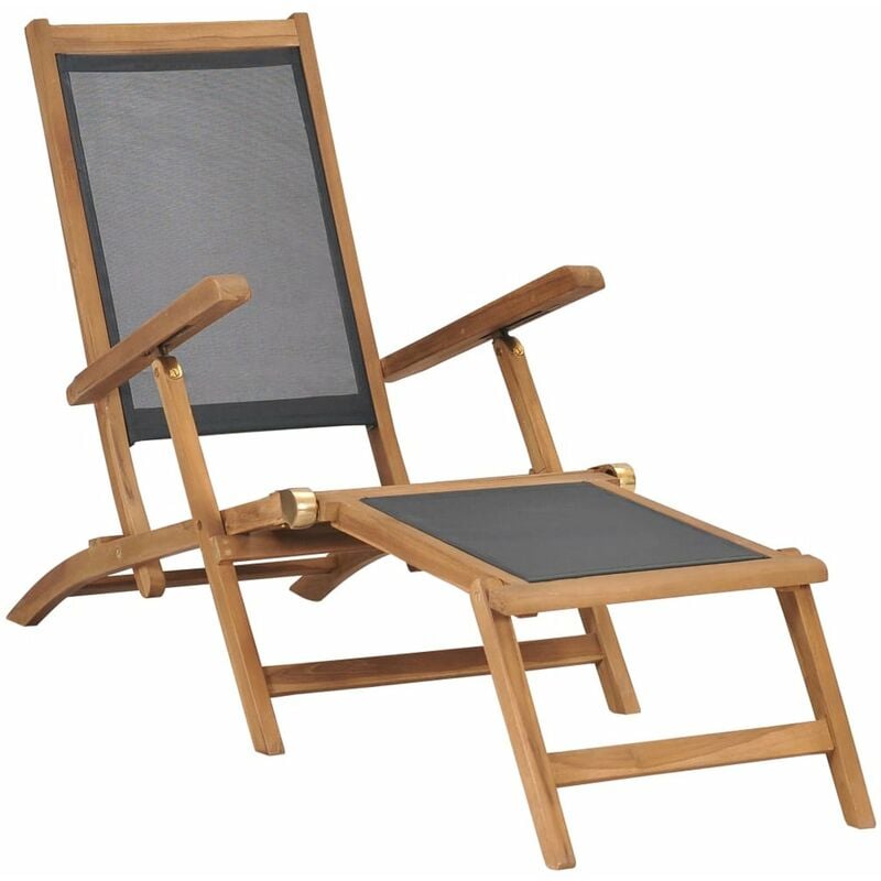 

Tumbona con reposapies madera maciza de teca negra