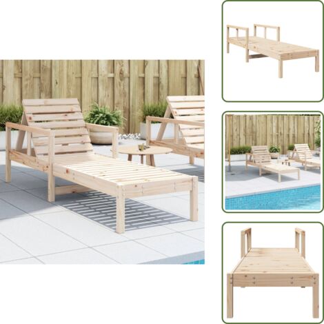Tumbona con respaldo ajustable - vidaXL Tumbona de madera maciza de pino 199,5x62x55 cm - Tumbona para piscina
