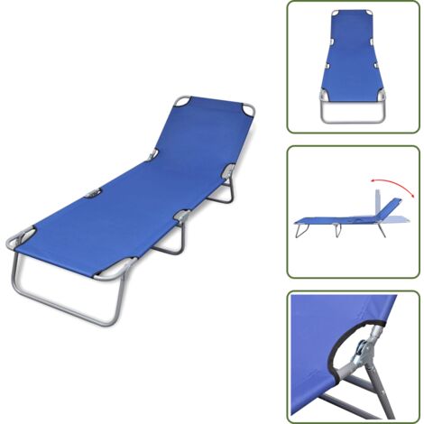 Tumbona con respaldo ajustable - vidaXL Tumbona plegable de acero con recubrimiento polvo azul -