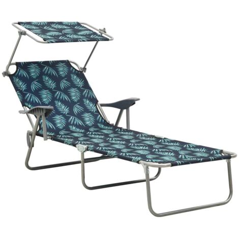 Tumbona con toldo acero estampado de hojas