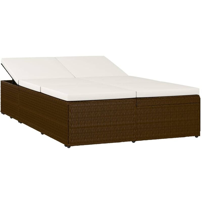 

vidaXL Tumbona Convertible con Cojín de Ratán Sintético Marrón - Marrón