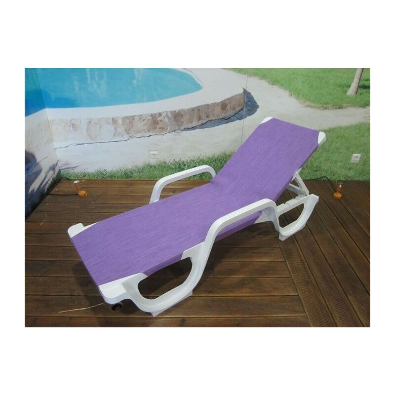 

Tumbona COSTASOL, apilable, polipropileno blanco, tejido textilene lavanda