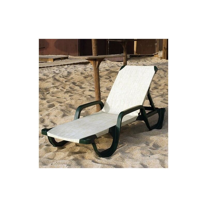 

Tumbona COSTASOL, apilable, polipropileno verde, tejido textilene beige