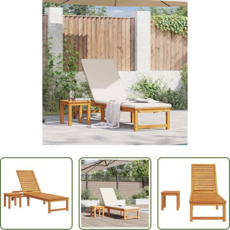 Tumbona de acacia -  Tumbona Marrón 202 x 53 x 89 cm Madera de Acacia Sólida