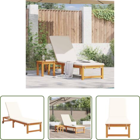 Tumbona de acacia -  Tumbona Marrón 202 x 53 x 89 cm Madera de Acacia Sólida