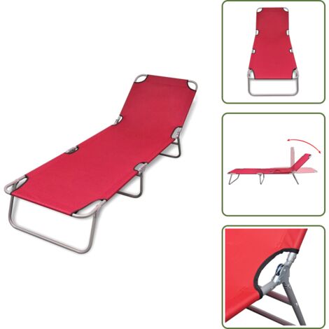 Tumbona de acero con recubrimiento en polvo - vidaXL Tumbona plegable de acero con recubrimiento polvo rojo - Tumbona roja