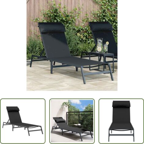 Tumbona de acero -  Tumbona 1-persona Negro y Antracita 197 x 54 x 86 cm Acero