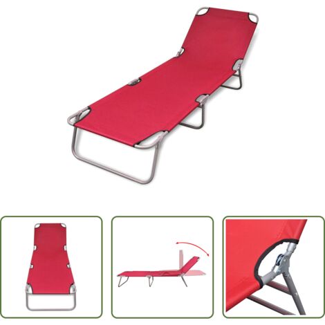 Tumbona de acero -  Tumbona plegable de acero con recubrimiento polvo rojo