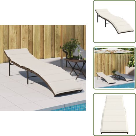 Tumbona de acero - vidaXL Tumbona con cojín ratán sintético marrón 55x199x50 cm - Tumbona con cojín