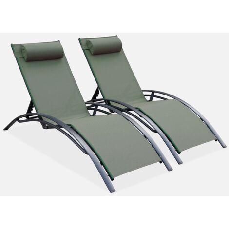 Tumbona de aluminio textileno, set de 2