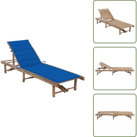Tumbona de bambú con cojín - vidaXL Tumbona de jardín con cojín bambú - Tumbona para descansar