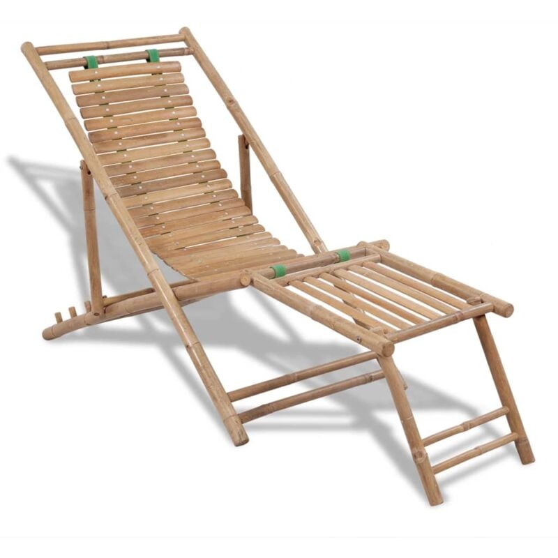 

vidaXL Silla de jardín con reposapiés de bambú - Marrón