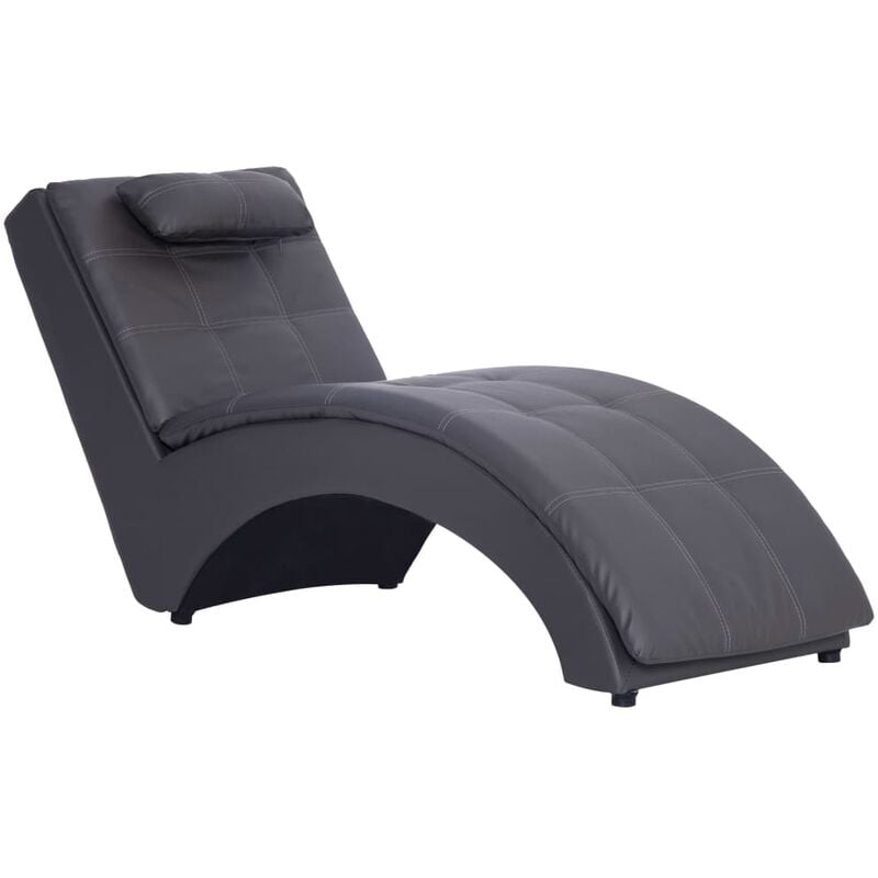 

vidaXL Diván con Almohada de Cuero Sintético Gris - Gris