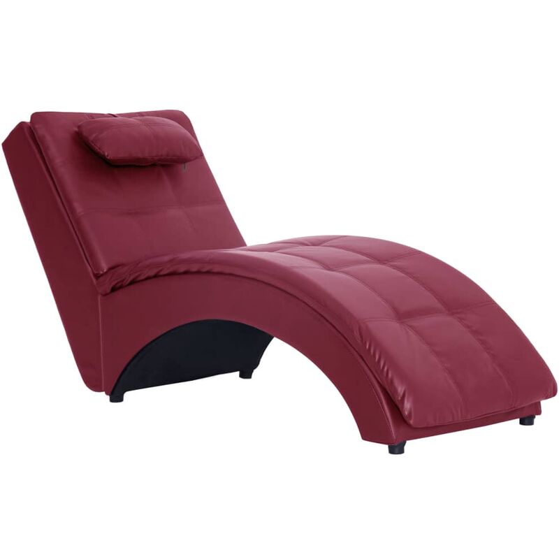

vidaXL Diván con Almohada de Cuero Sintético Vino Tinto - Rojo