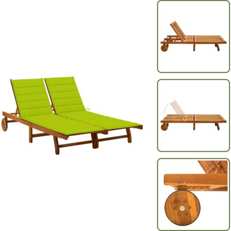 Tumbona de exterior - vidaXL Tumbona de jardín 2 personas y cojines madera maciza de acacia - Tumbona con cojín