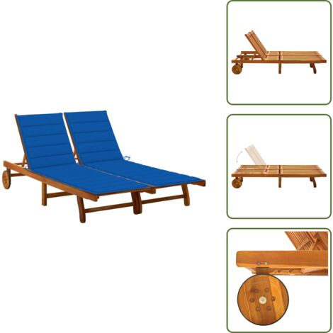 Tumbona de exterior - vidaXL Tumbona de jardín 2 personas y cojines madera maciza de acacia - Tumbona con cojín