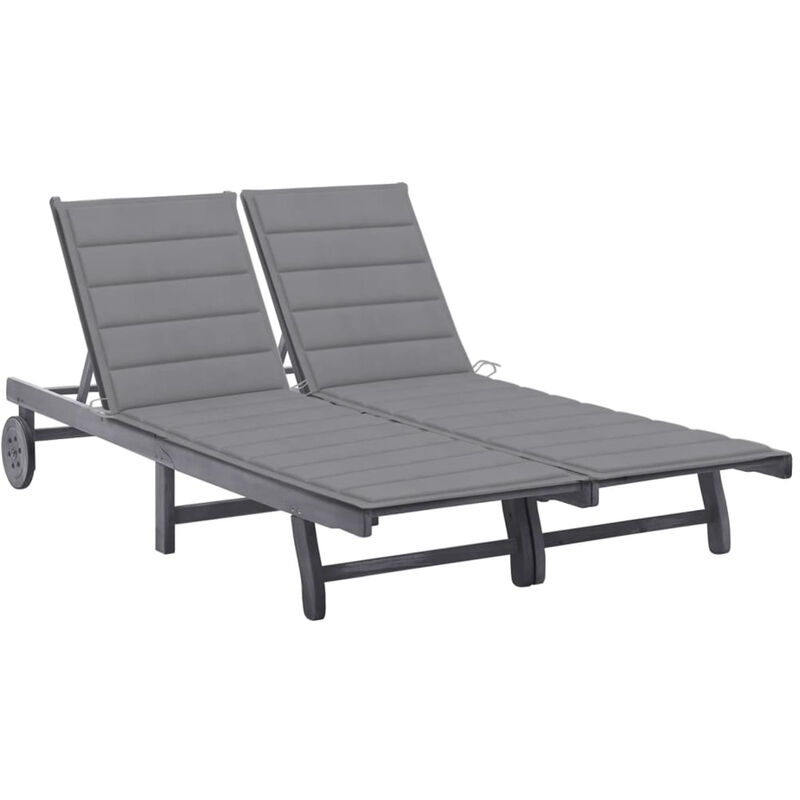 

Happyshopping - Tumbona de jardin 2 personas y cojines madera maciza de acacia