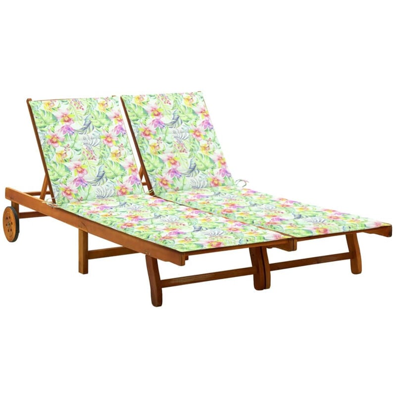 

Happyshopping - Tumbona de jardin 2 personas y cojines madera maciza de acacia