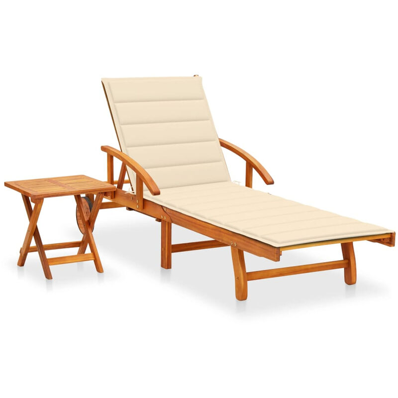 

Tumbona de jardin con cojin madera maciza de acacia