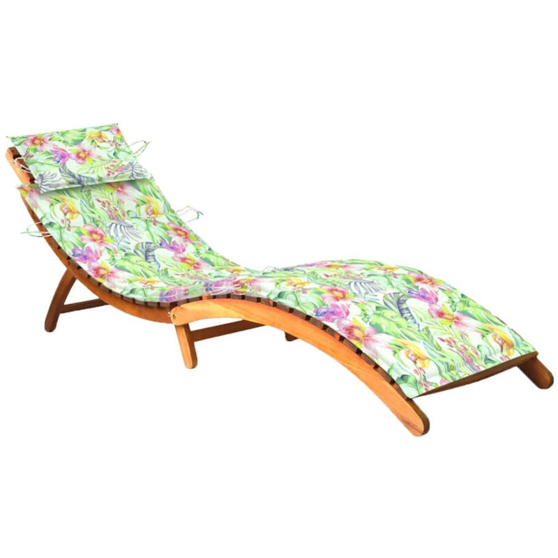 

Happyshopping - Tumbona de jardin con cojin madera maciza de acacia