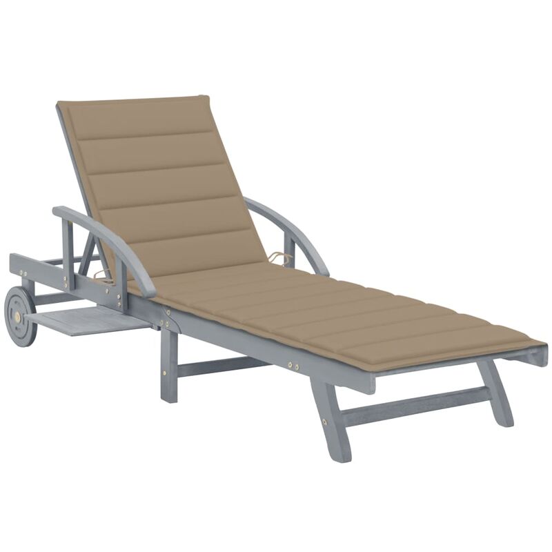 

Tumbona de jardín con cojín madera maciza de acacia