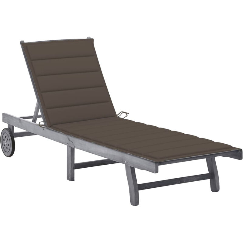 

Tumbona de jardin con cojin madera maciza de acacia gris