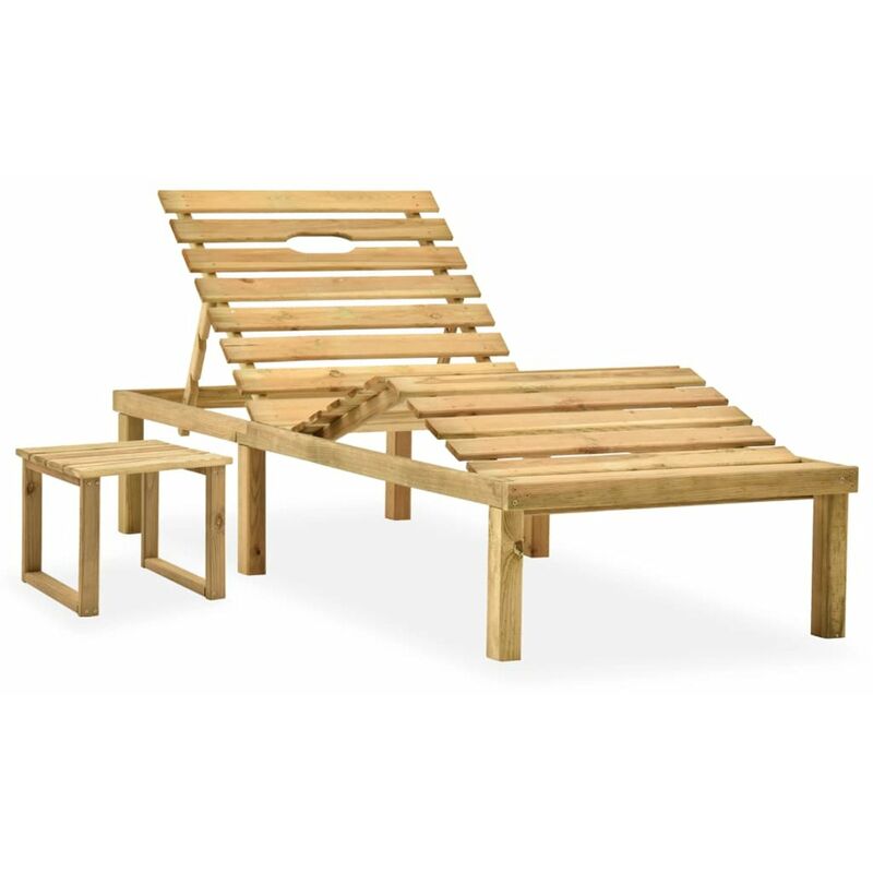 

Tumbona de jardin con mesa de madera de pino impregnada