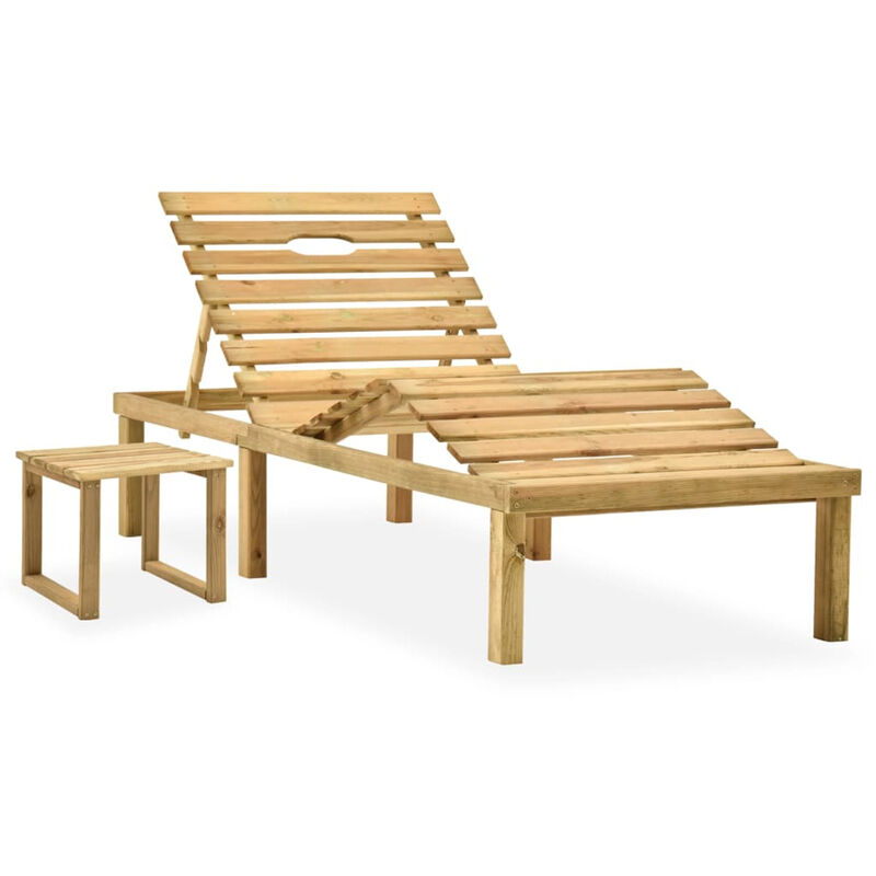 

Tumbona de jardin con mesa de madera de pino impregnada