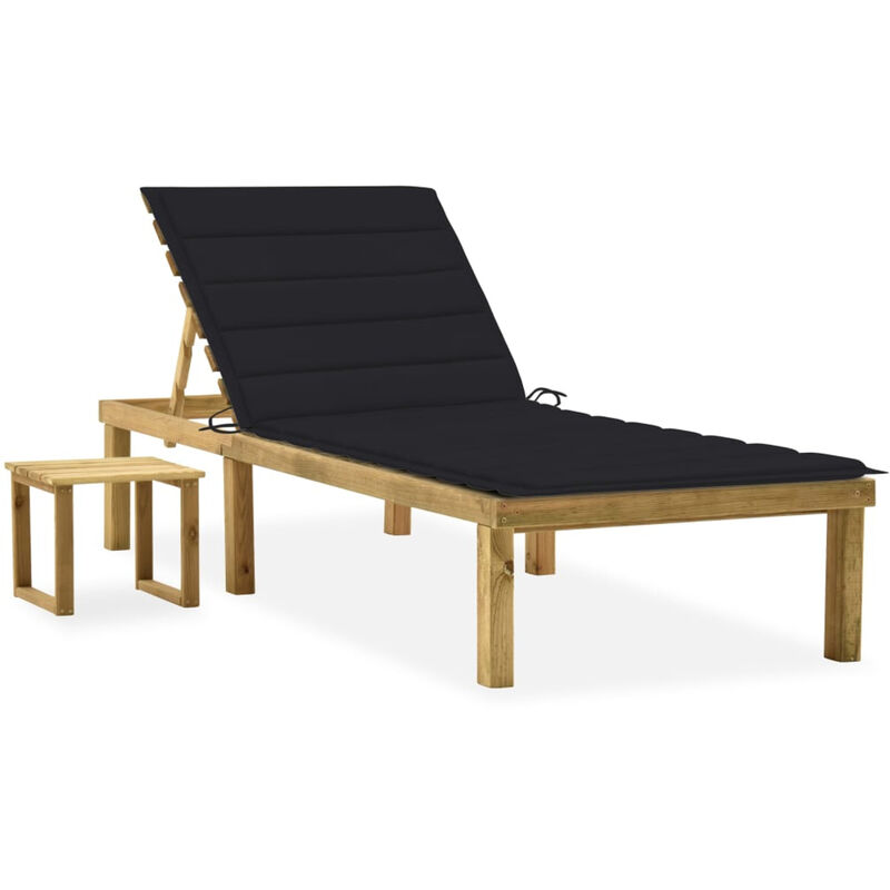 

Tumbona de jardin con mesa y cojin de madera de pino impregnada
