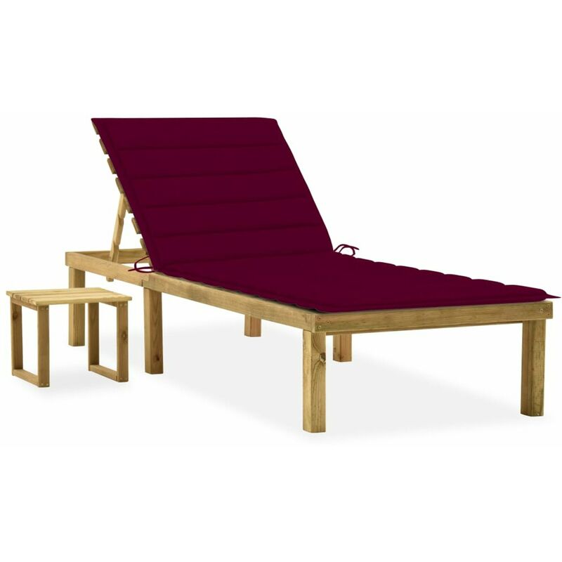 

Tumbona de jardin con mesa y cojin de madera de pino impregnada