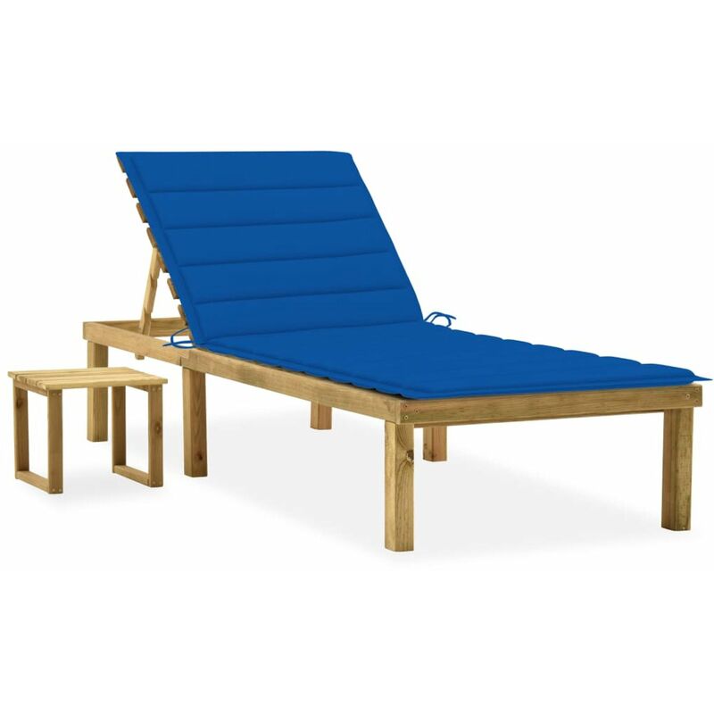 

Tumbona de jardin con mesa y cojin de madera de pino impregnada