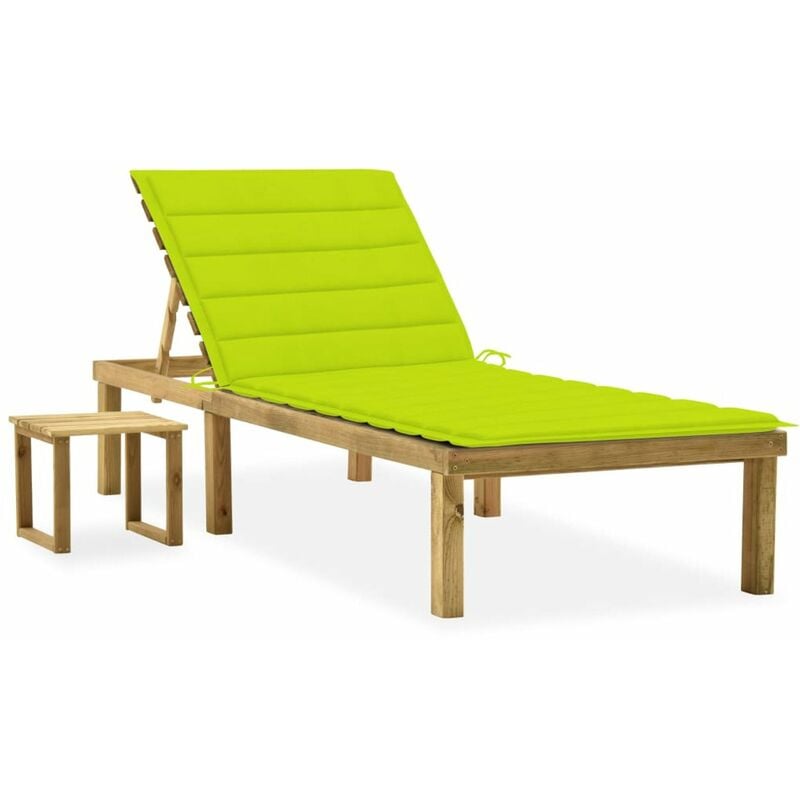 

Tumbona de jardin con mesa y cojin de madera de pino impregnada