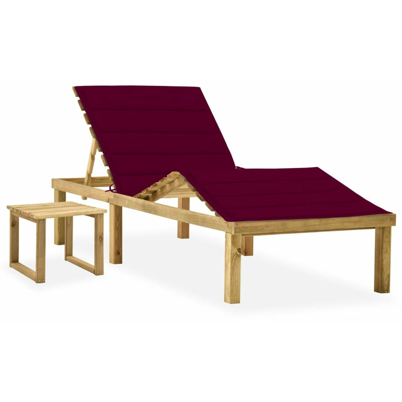 

Tumbona de jardin con mesa y cojin de madera de pino impregnada