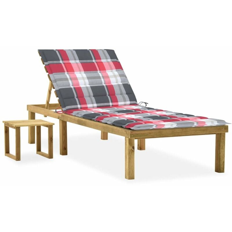 

Tumbona de jardin con mesa y cojin de madera de pino impregnada