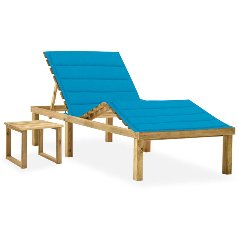 

Tumbona de jardin con mesa y cojin de madera de pino impregnada