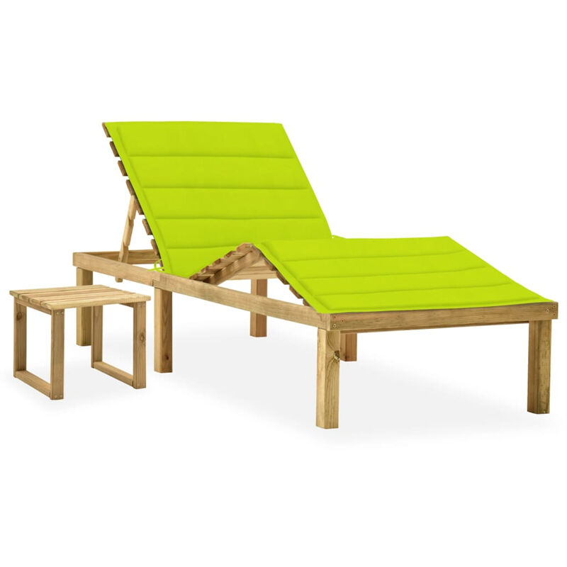 

Tumbona de jardin con mesa y cojin de madera de pino impregnada