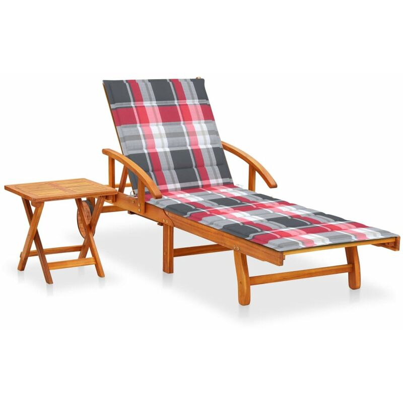 

Tumbona de jardin con mesa y cojin de madera maciza de acacia
