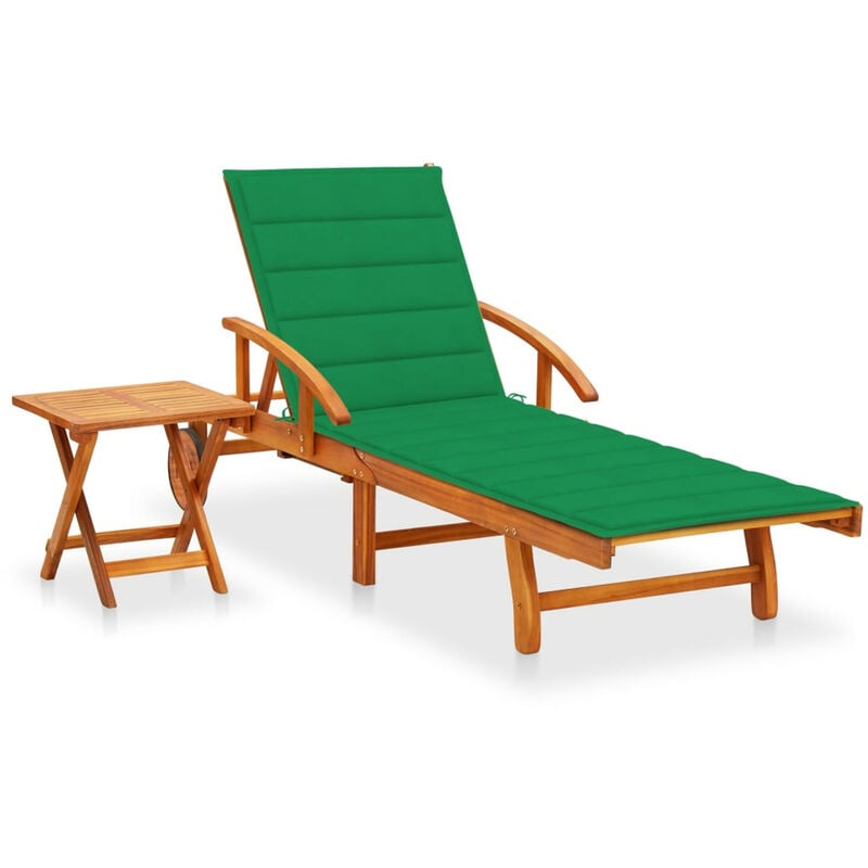 

Tumbona de jardin con mesa y cojin madera maciza de acacia