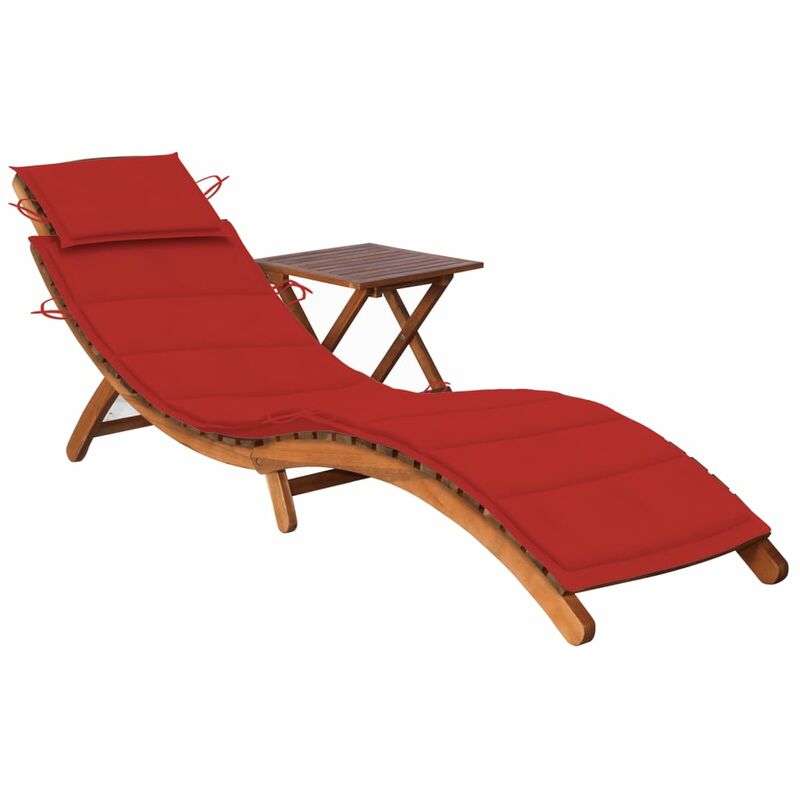 

Tumbona de jardín con mesa y cojín madera maciza de acacia