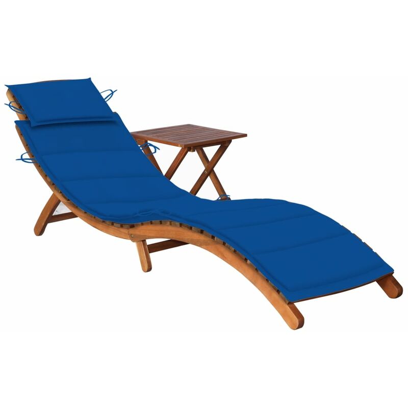 

Tumbona de jardín con mesa y cojín madera maciza de acacia