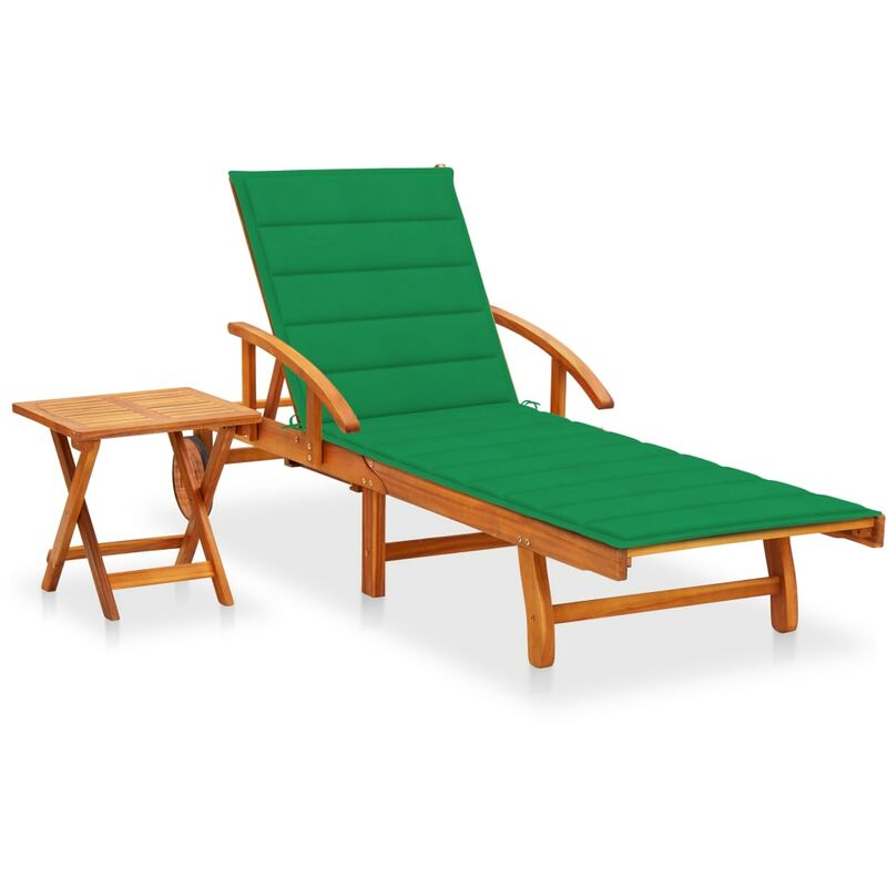 

Tumbona de jardín con mesa y cojín madera maciza de acacia
