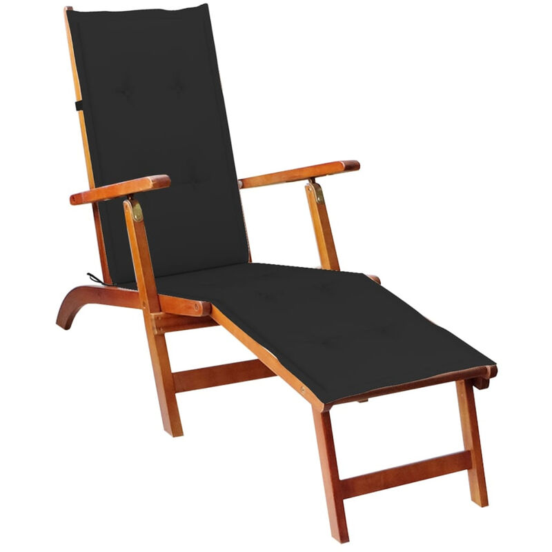 

Tumbona de jardin con reposapies y cojin madera maciza acacia