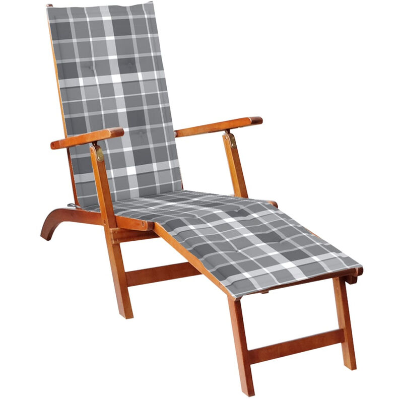 

Tumbona de jardin con reposapies y cojin madera maciza acacia