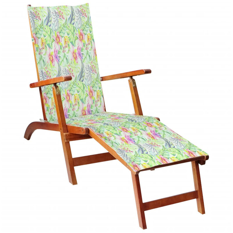 

Tumbona de jardin con reposapies y cojin madera maciza acacia